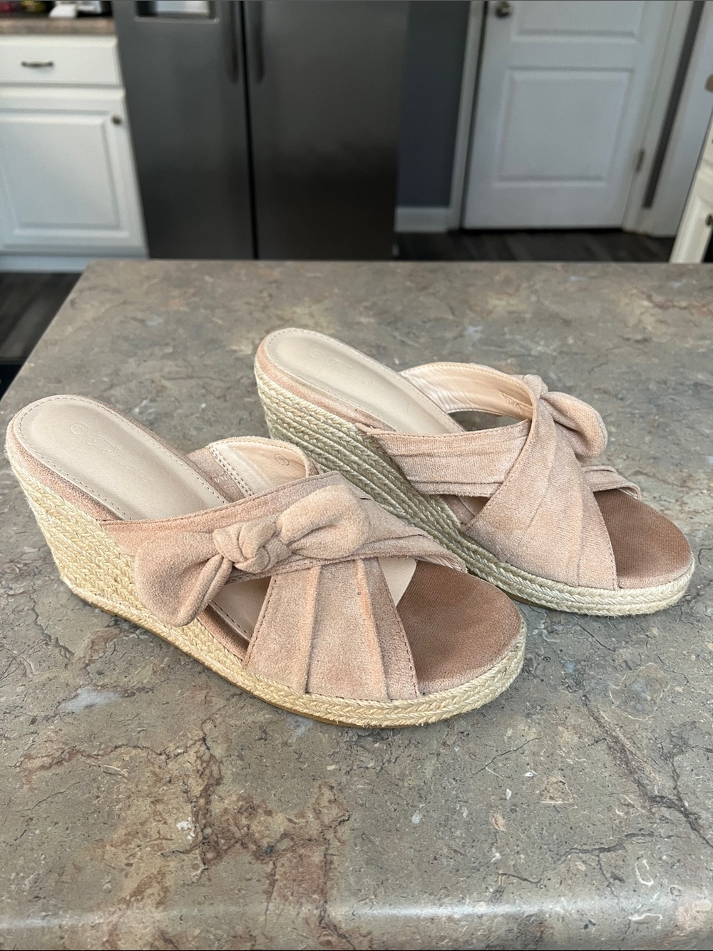 Women’s Blush Suede Espadrille Wedge Sandals